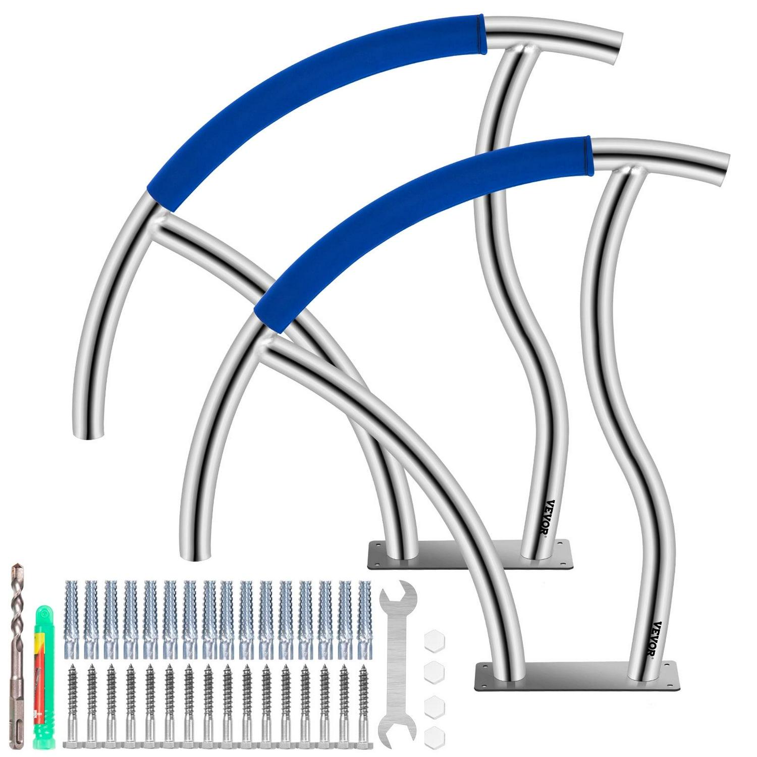 VEVOR Easy To Assemble In Ground Handrail Pool Ladders, Stainless Steel Silver, 375 lbs