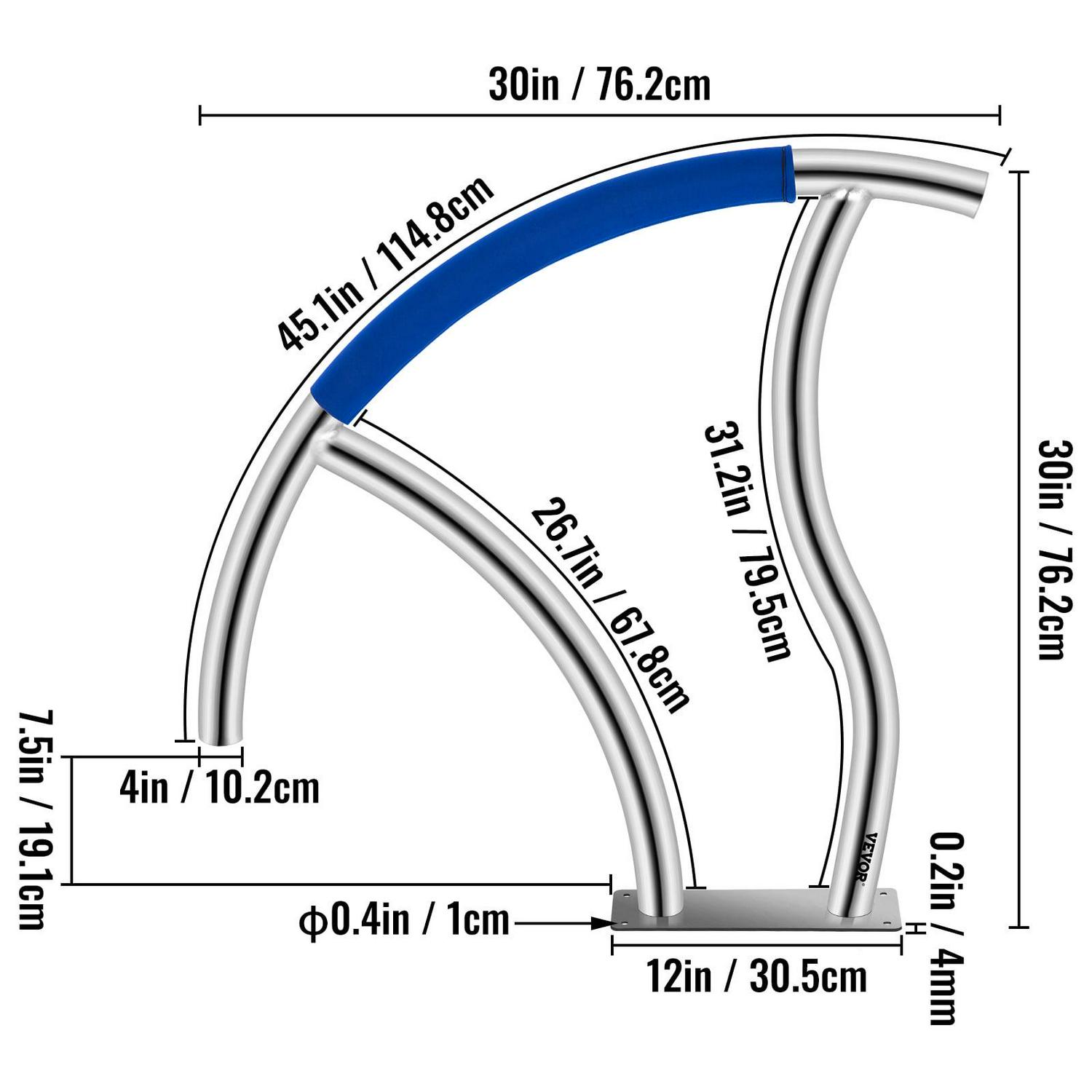 VEVOR Easy To Assemble In Ground Handrail Pool Ladders, Stainless Steel Silver, 375 lbs - Image 8