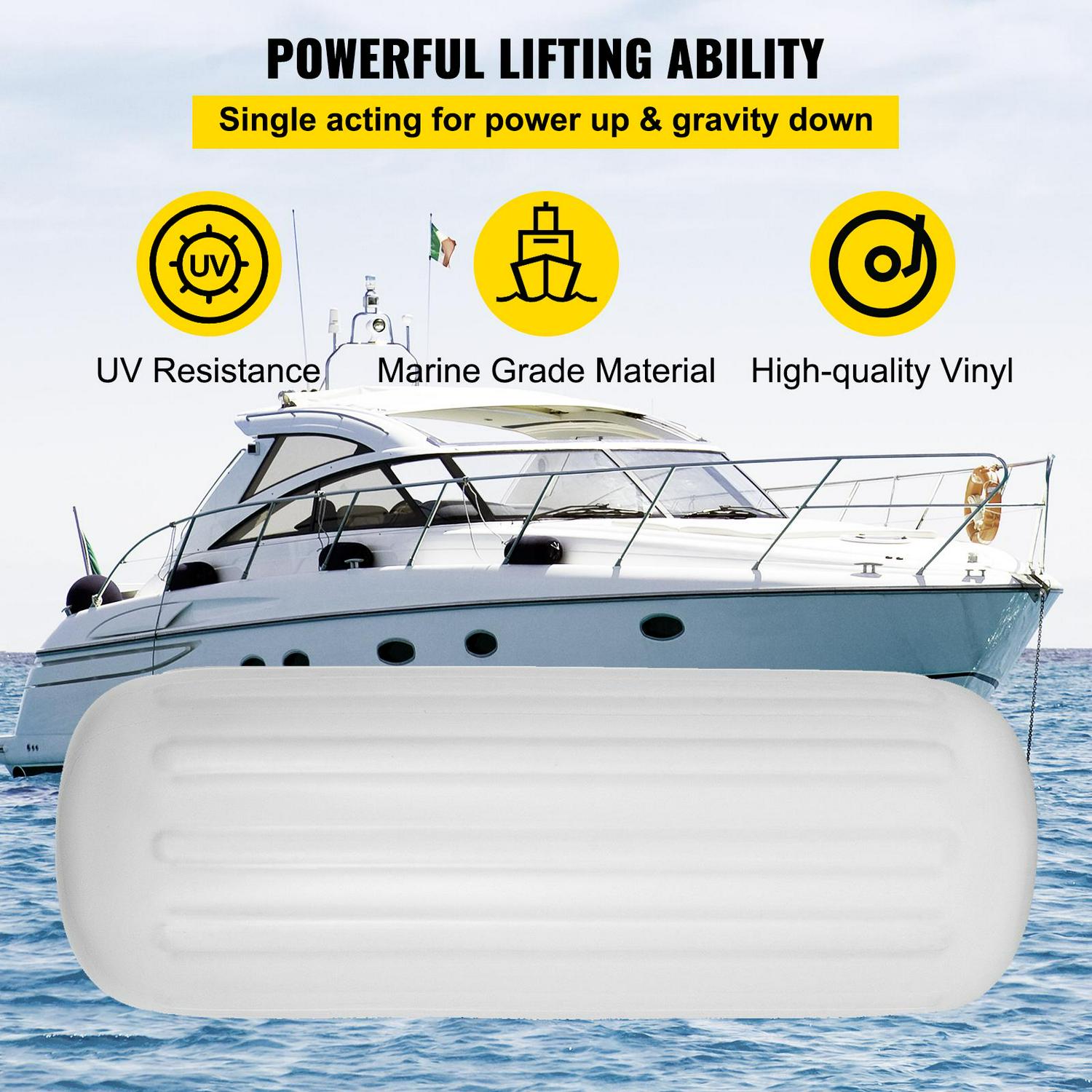 VEVOR 4 Ribbed Boat Fenders 10 x 28inches Boat Fenders Bumpers White Center Hole Bumpers Protection - Image 3
