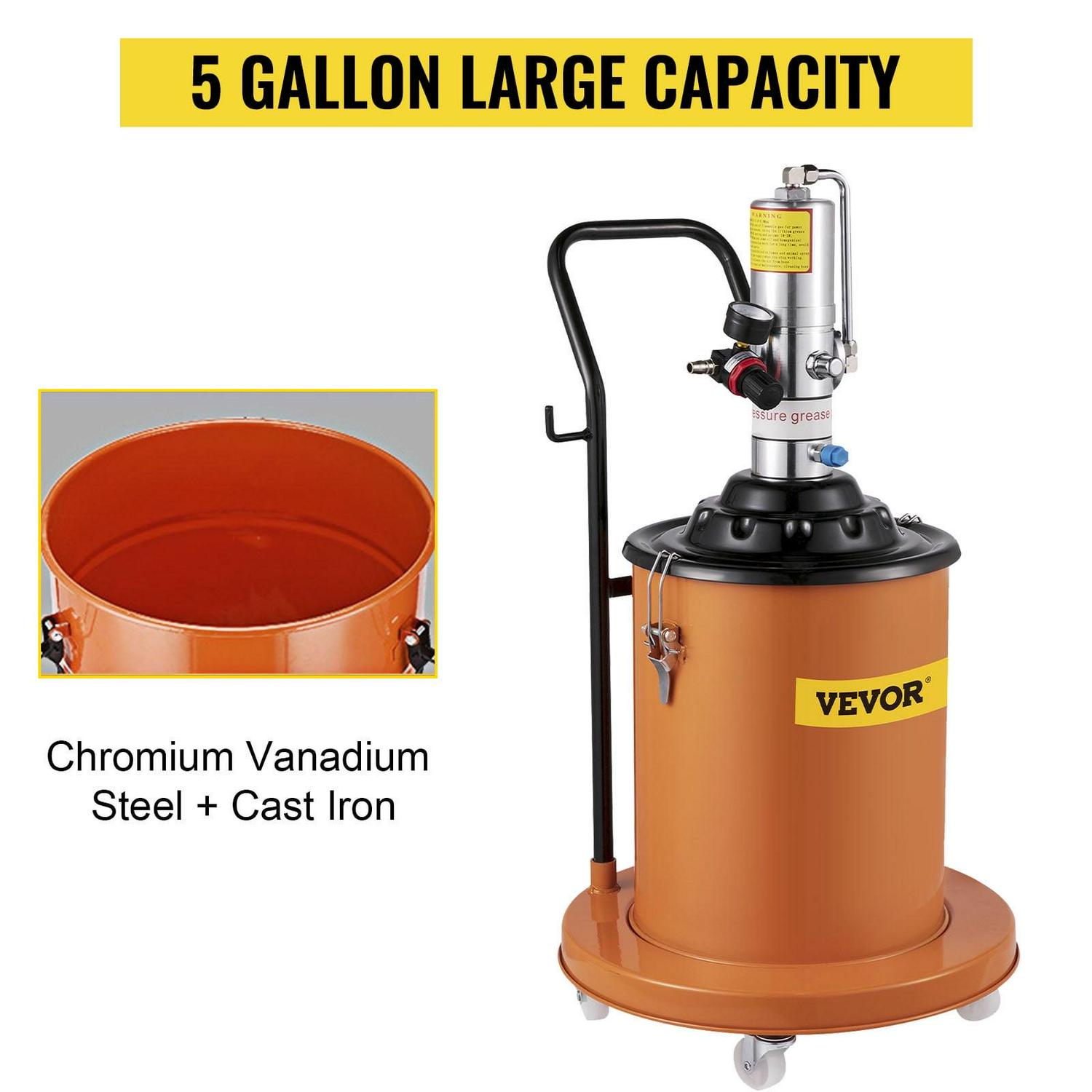 VEVOR 5 Gallon Air Pneumatic Compressed Grease Pump Injector High Pressure Filler - Image 3