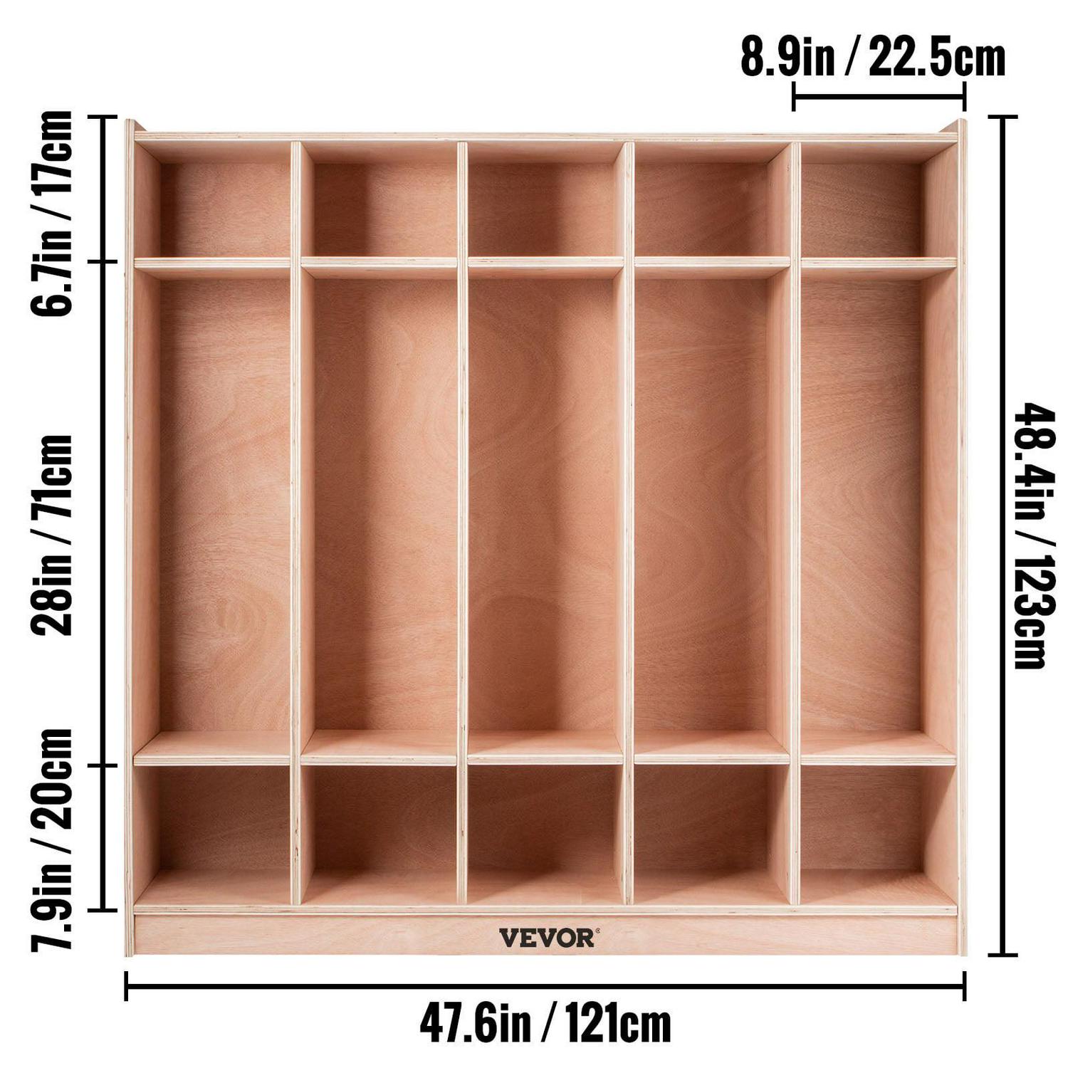 VEVOR 5 Grids Classroom Storage Cabinet Preschool Coat Cubby Lockers 48.4 inch Plywood Birch Coat Locker for Home Toddlers And Kids - Image 8