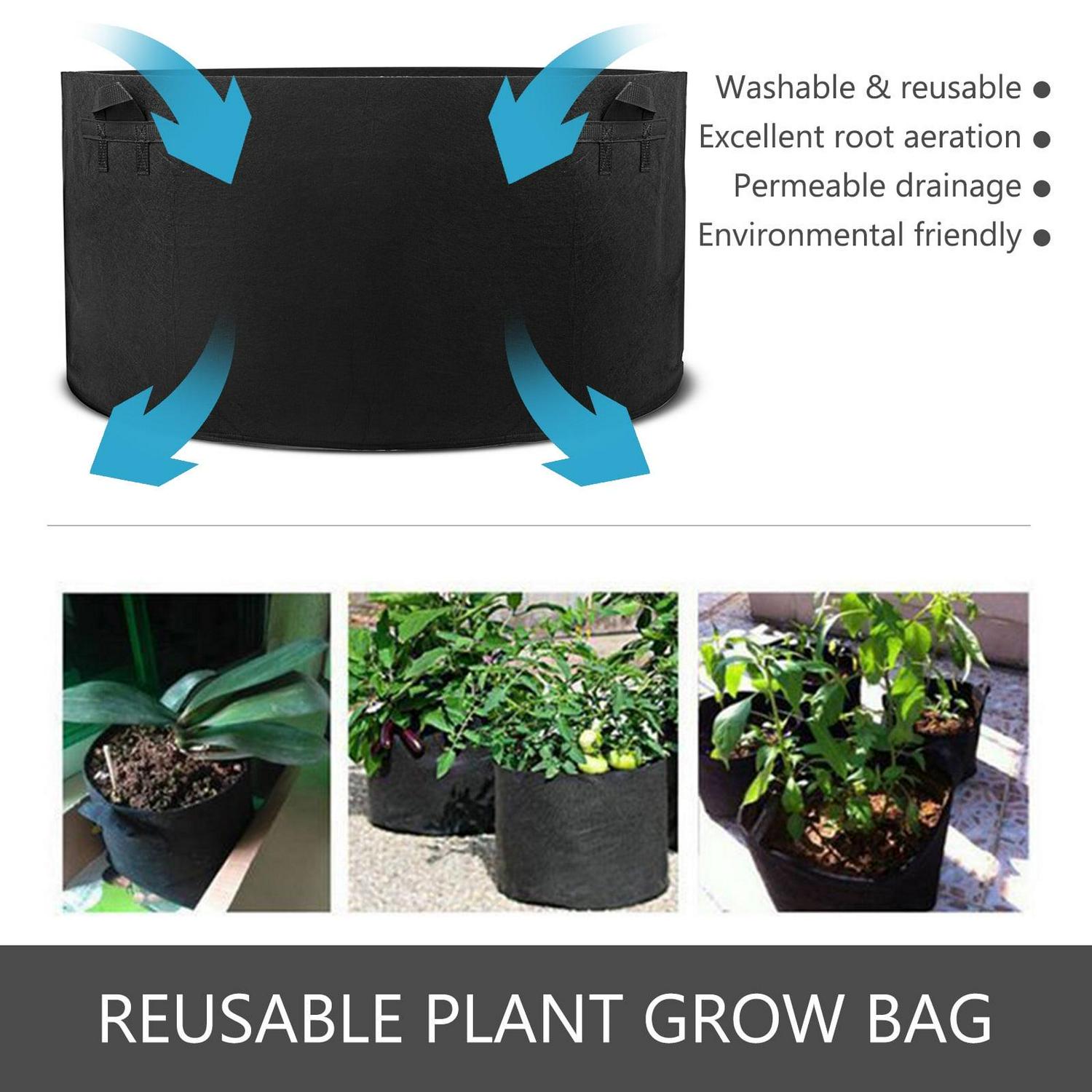 VEVOR 5-Pack 400 Gallon Plant Grow Bag Aeration Fabric Pots with Handles Black Grow Bag Plant Container for Garden Planting Washable and Reusable - Image 5