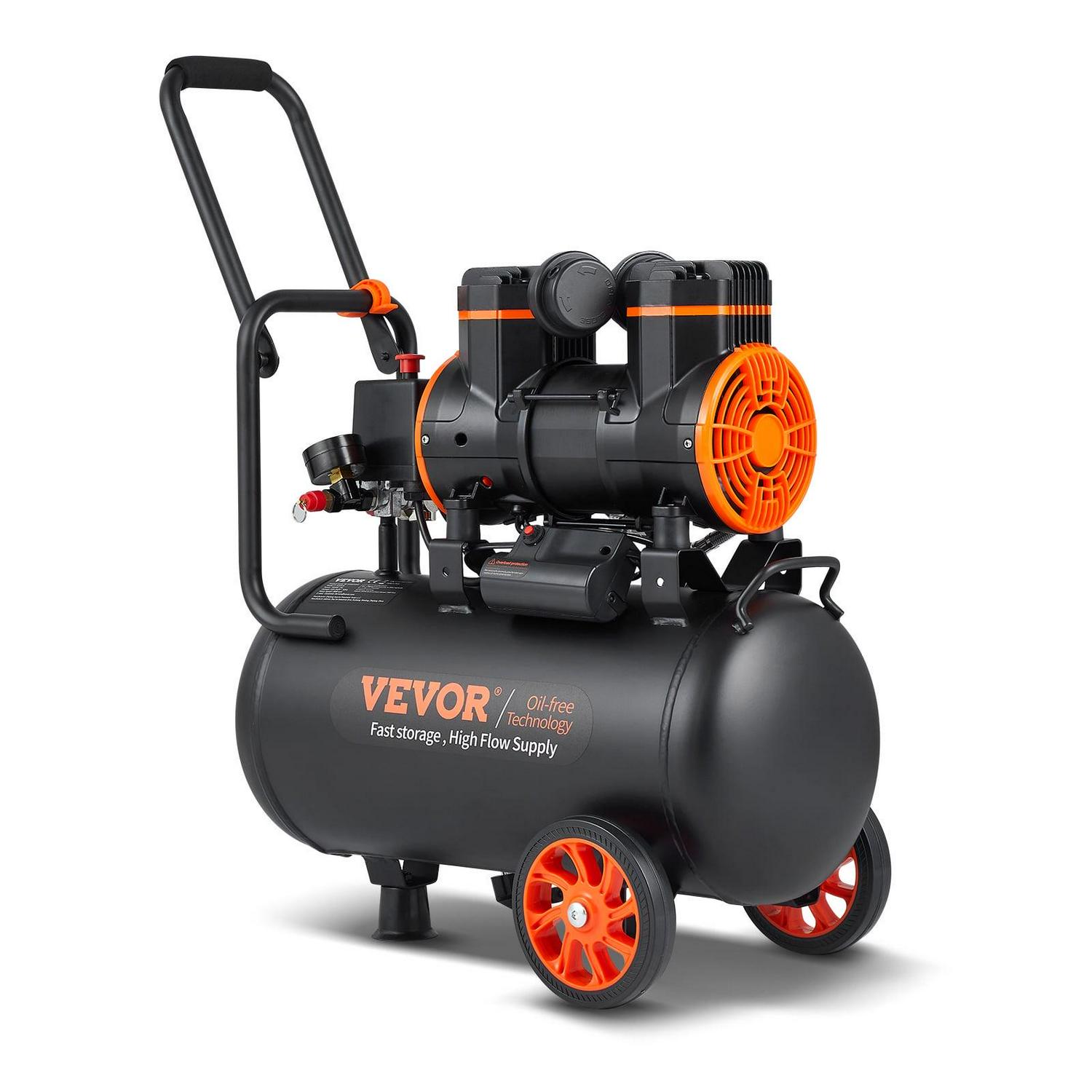 VEVOR 6.3 Gallon Air Compressor, 2 HP 3.35 CFM 90PSI Oil Free Air Compressor Tank & Max. 116PSI Pressure, 70 dB Ultra Quiet Compressor for Auto Repair, Tire Inflation, Spray Painting