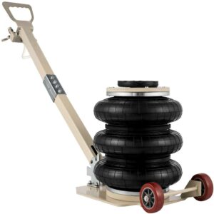 VEVOR Air Bag Jack 6600lbs Capacity Pneumatic Jack Quick Lift 3T, Heavy Duty, Car Repair Jacks and Floor Jacks, Folding Rod Fast Lifting, Triple Bag, with Two Wheels, Quick Car Lifting Jack, White
