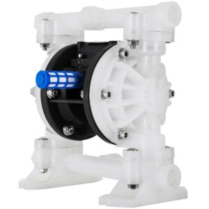 VEVOR Air-Operated Double Diaphragm Pump, 1/2 in Inlet & Outlet, Polypropylene Body, 8.8 GPM & Max 120PSI, PTFE Diaphragm Pneumatic Transfer Pump for Petroleum, Diesel, Oil & Low Viscosity Fluids