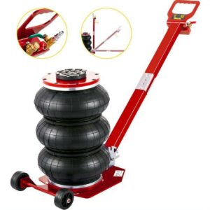VEVOR Bag Air Jack 6600lbs Capacity, Folding Rod Fast Lifting, Pneumatic Jack Quick Lift 3t, Pneumatic Car Jack with Two Wheels for Quick Car Lifting Jack Repair(RED)