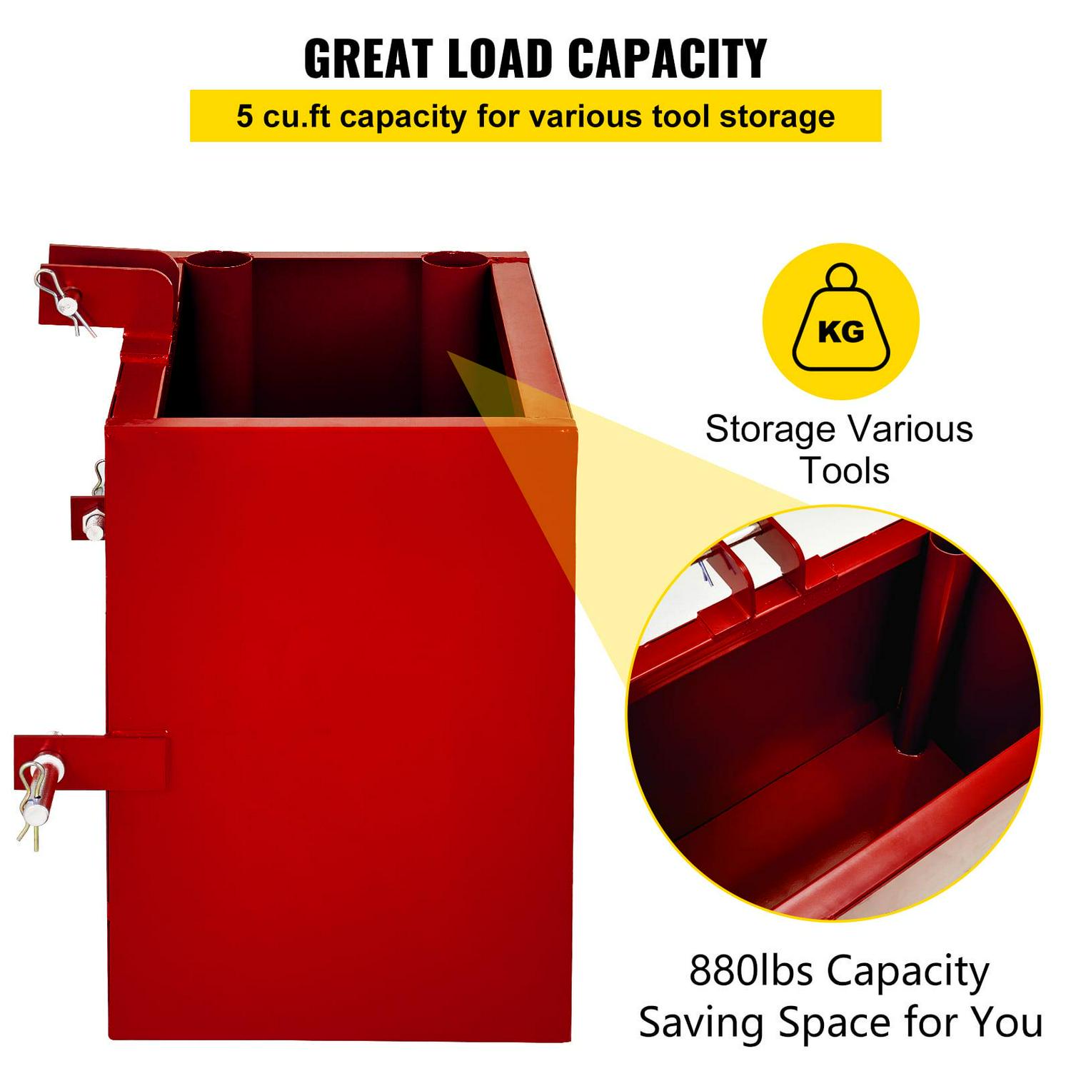 VEVOR Ballast Box for 3 Point Category 1 Tractor and Loader Hitches Quick Hitch Compatible 800lbs Capacity Hitch Ballast Box with 5cu.ft Volume - Image 4