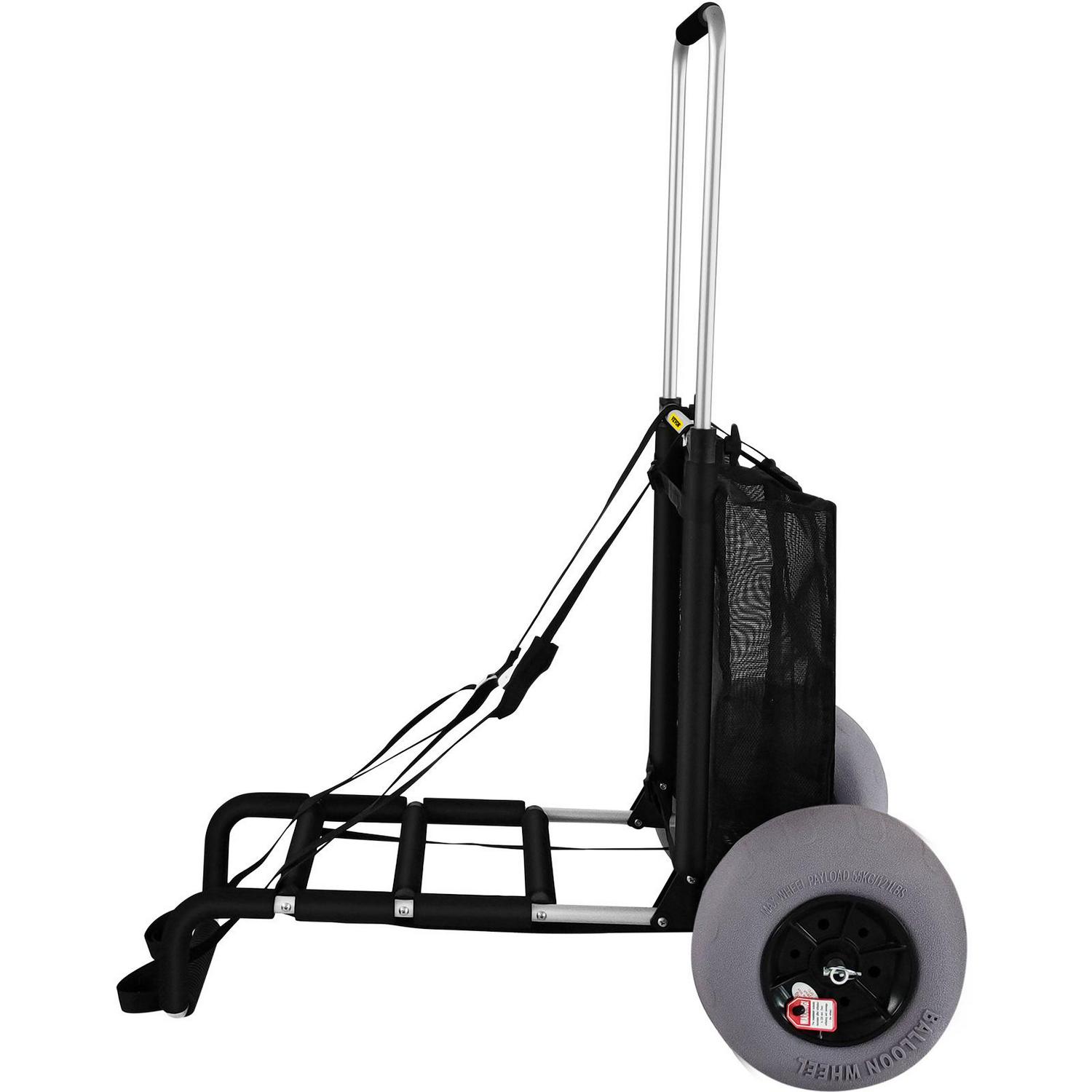 VEVOR Beach Carts for The Sand, w/ 12" TPU Balloon Wheels, 165Lbs Loading Capacity Folding Sand Cart & 33.1'' to 51.6'' Adjustable Height, Heavy Duty Aviation Aluminum Cart for Picnic - Image 9