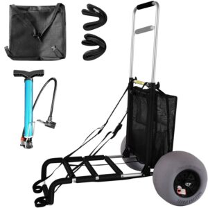 VEVOR Beach Carts for The Sand, w/ 12" TPU Balloon Wheels, 165Lbs Loading Capacity Folding Sand Cart & 33.1'' to 51.6'' Adjustable Height, Heavy Duty Aviation Aluminum Cart for Picnic