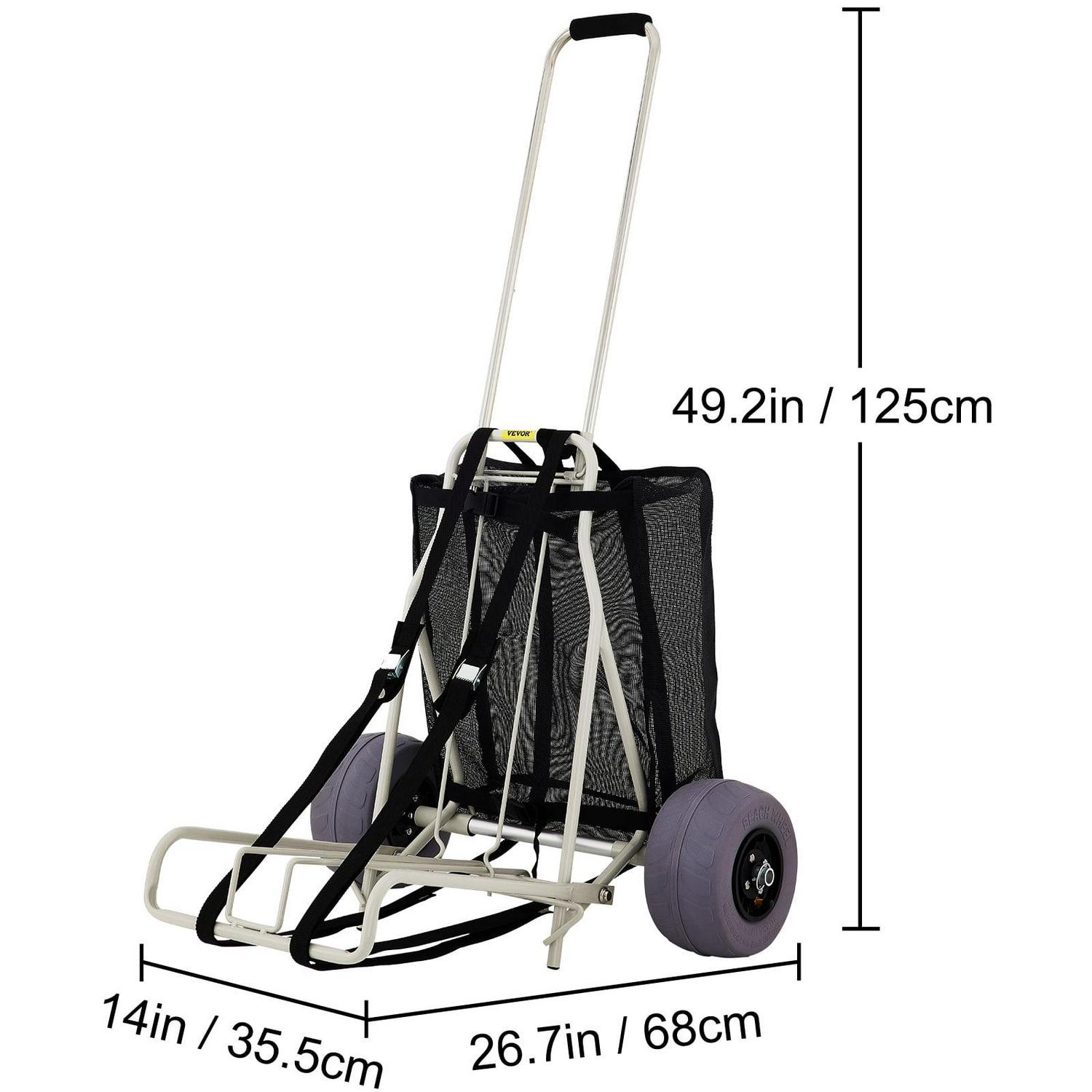 VEVOR Beach Carts for the Sand, w/ 10" PVC Balloon Wheels, 165Lbs Loading Capacity Folding Sand Cart & 29.5'' to 49.2'' Adjustable Height, Heavy Duty Cart for Picnic, Fishing, Beach - Image 8