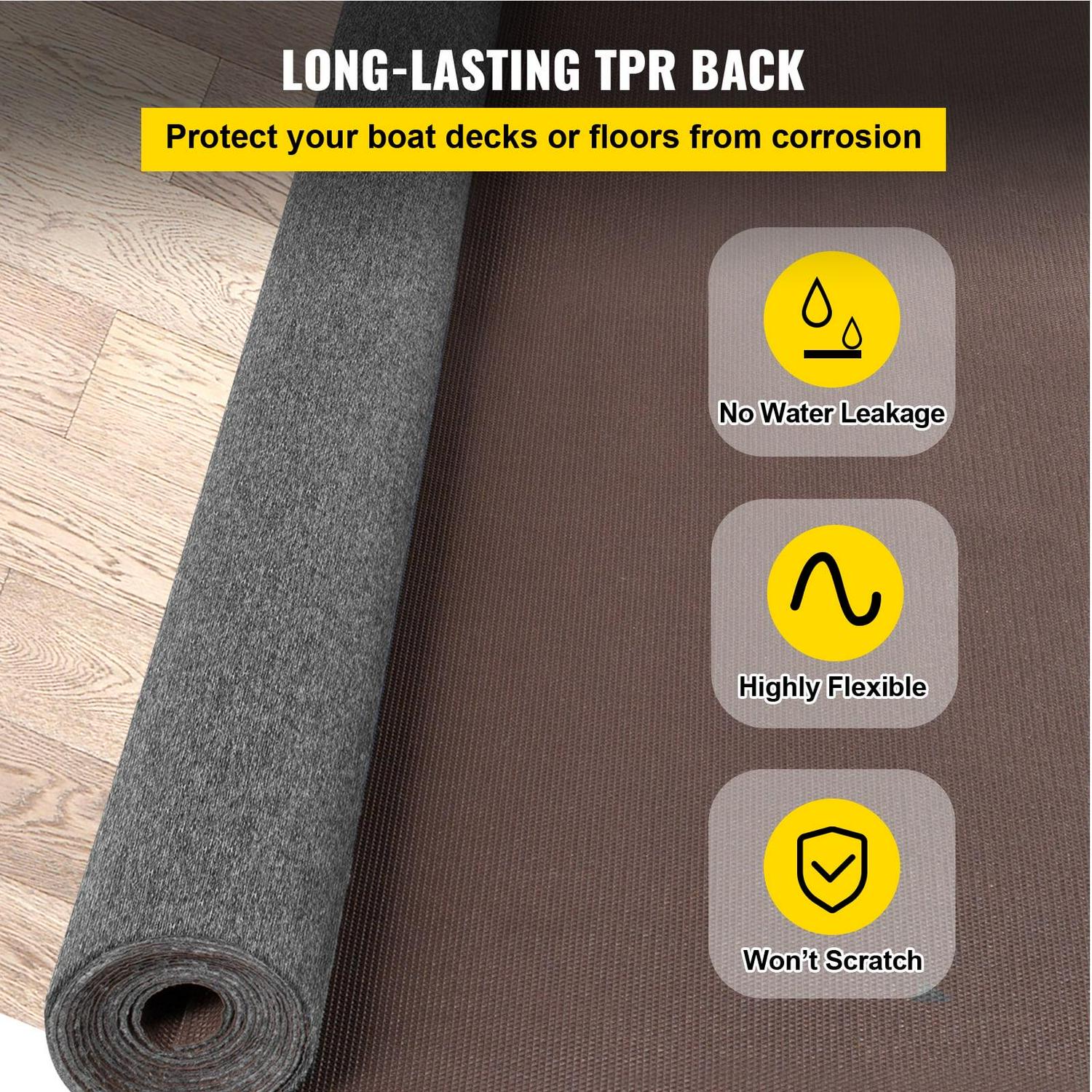 VEVOR Boat Carpet 6x18' Indoor Outdoor Marine Carpet Rug - Size Optional - 32 oz. waterproof patio Anti-slide rug, Gray - Image 4