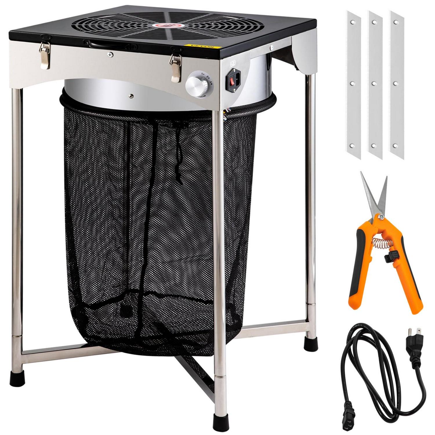 VEVOR Bud Leaf Trimmer, 18 inch Electric Hydroponic Dry or Wet Plant Trimming Machine, Adjustable 3 Speed 110V, with Sharp Stainless Steel Blades, Twisted Spin Cut for Flowers, Leaves, Herbs