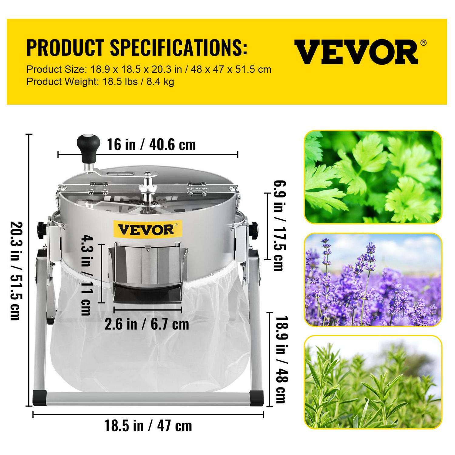 VEVOR Bud Leaf Trimmer, 16 inch Manual Hydroponic Dry or Wet Plant Trimming Machine, with Sharp Stainless Steel Blades & Solid Metal Gearbox, Twisted Spin Cut for Flowers, Leaves, Herbs - Image 7