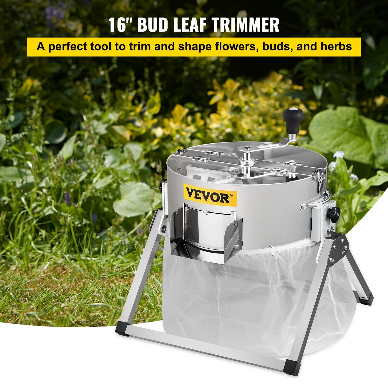 VEVOR Bud Leaf Trimmer, 16 inch Manual Hydroponic Dry or Wet Plant Trimming Machine, with Sharp Stainless Steel Blades & Solid Metal Gearbox, Twisted Spin Cut for Flowers, Leaves, Herbs - Image 2