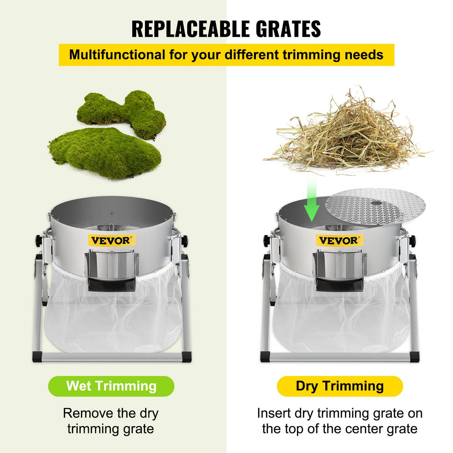 VEVOR Bud Leaf Trimmer, 16 inch Manual Hydroponic Dry or Wet Plant Trimming Machine, with Sharp Stainless Steel Blades & Solid Metal Gearbox, Twisted Spin Cut for Flowers, Leaves, Herbs - Image 4