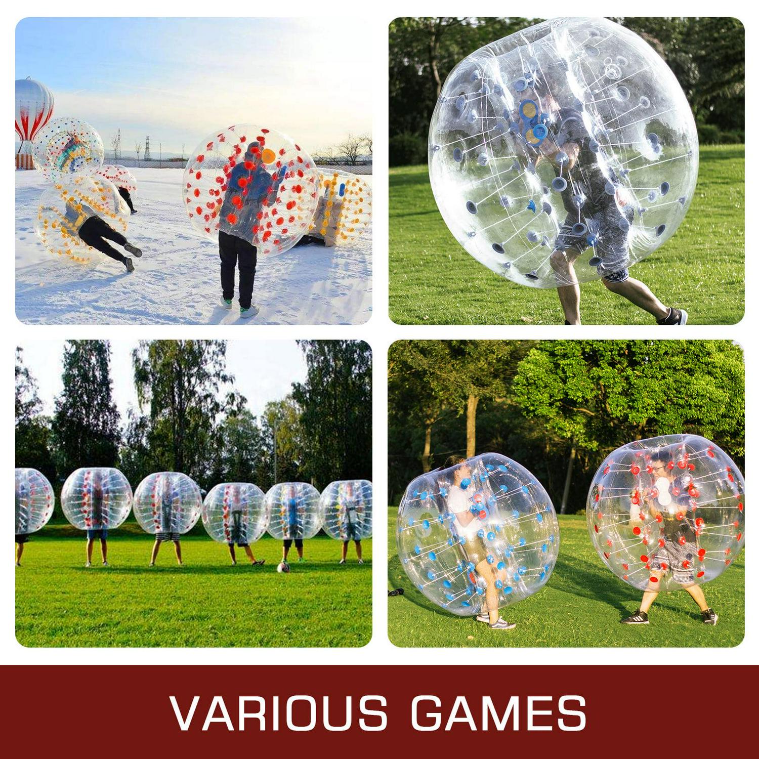 VEVOR Bumper Bubble Soccer Ball,5 ft/1.5 m Dia Inflatable Bumper Ball, Inflatable Body Zorb Ball for Kids Adults, Blow It Up in 5 Min, for Backyard, Park, Beach, Playing Center - Image 7