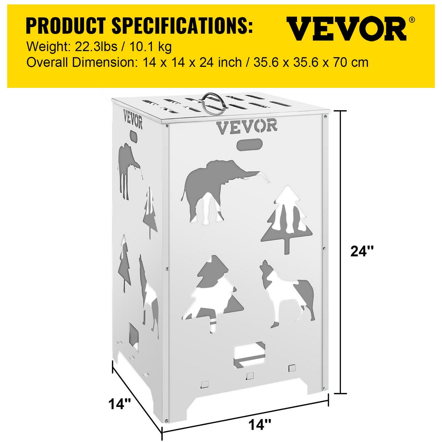 VEVOR Burn Barrel, 14x14x24 inch Burn Cage, Stainless Steel Cage Incinerator, Incinerator Barrel with Lid and Handle for Outdoors - Image 7