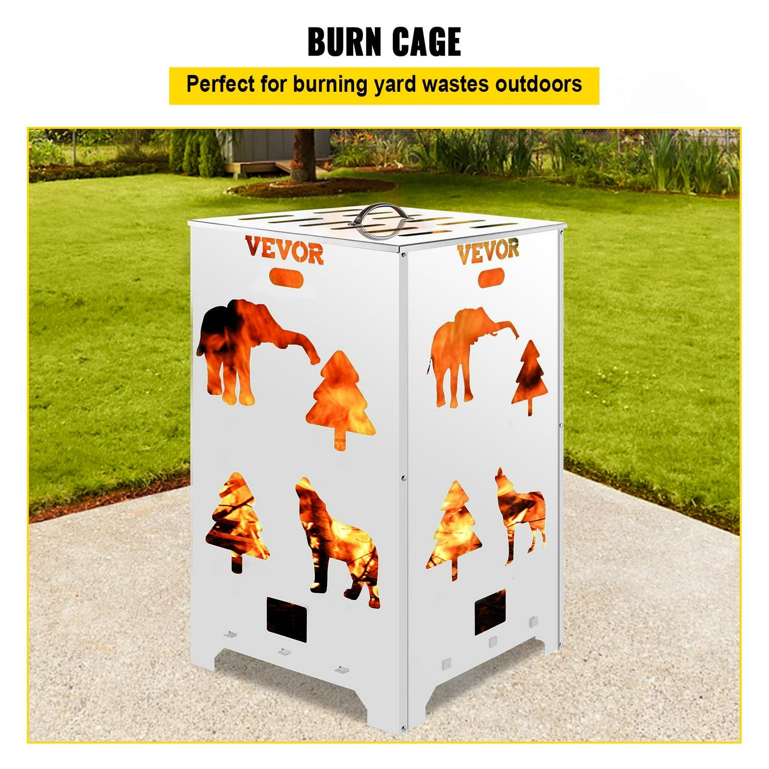 VEVOR Burn Barrel, 14x14x24 inch Burn Cage, Stainless Steel Cage Incinerator, Incinerator Barrel with Lid and Handle for Outdoors - Image 2