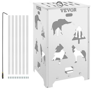 VEVOR Burn Barrel, 14x14x24 inch Burn Cage, Stainless Steel Cage Incinerator, Incinerator Barrel with Lid and Handle for Outdoors