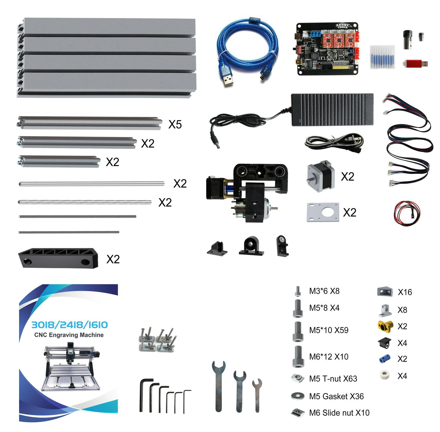 VEVOR CNC 3018-PRO 3 Axis CNC Router Kit GRBL Control with Offline Controller Plastic Acrylic PCB PVC Wood Carving Milling Engraving Machine XYZ Working Area 300x180x45mm - Image 9