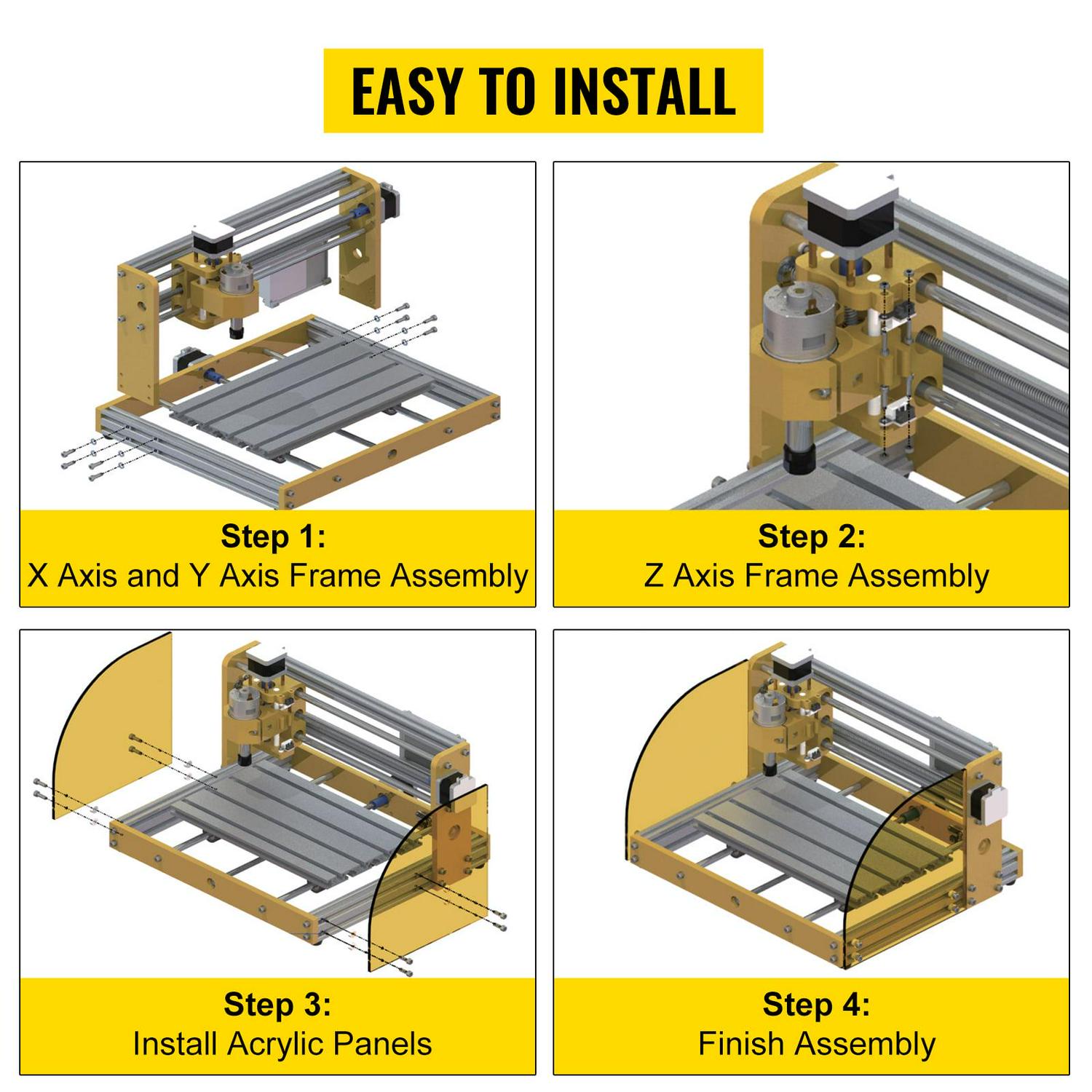 VEVOR CNC Router Machine, 3018-PRO with GRBL Offline Control, Limit Switches & Emergency-Stop, PCB PVC Wood leather Engraving Machine, Dustproof Safe Acrylic Baffle, XYZ Working Area 300 x 180 x 45mm - Image 6