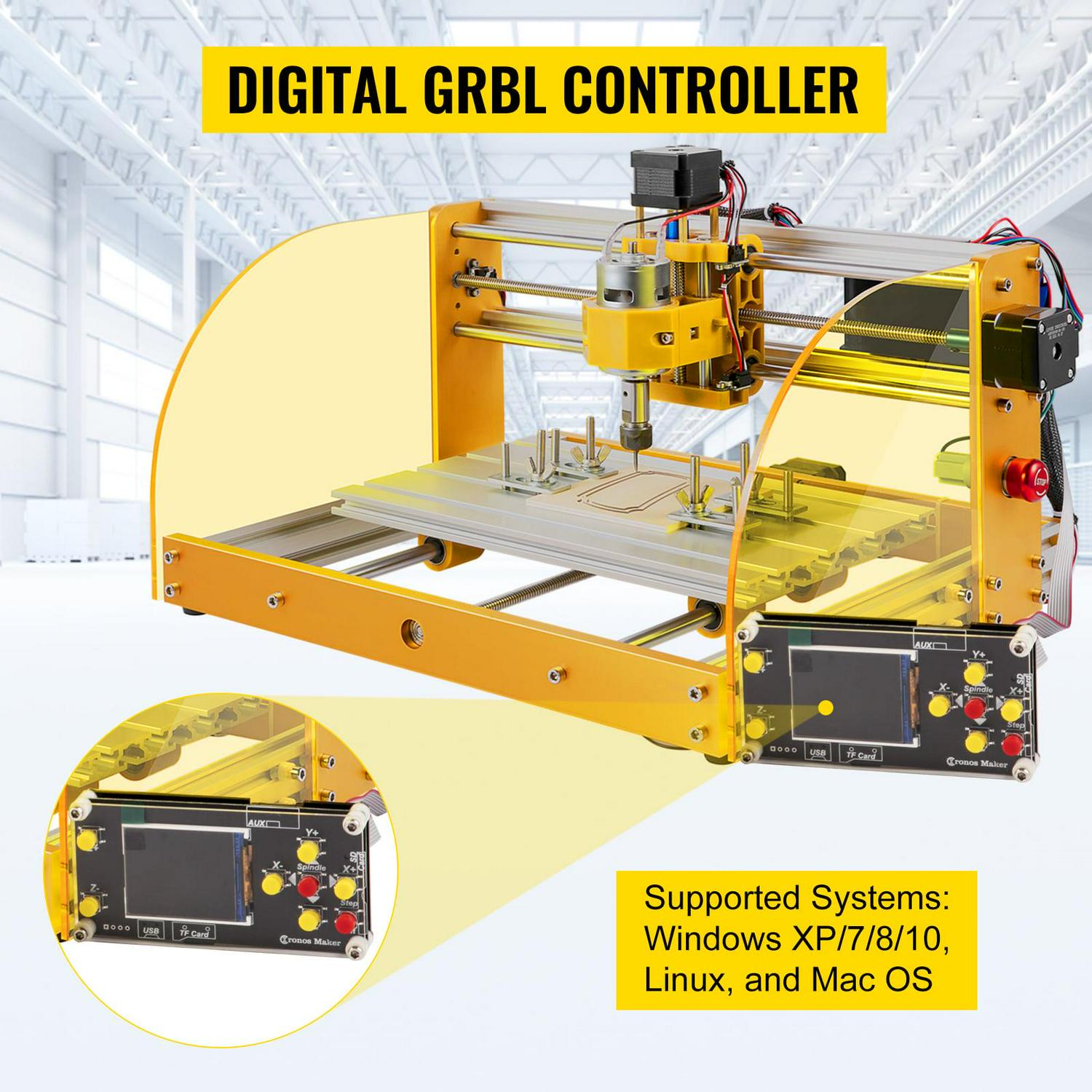 VEVOR CNC Router Machine, 3018-PRO with GRBL Offline Control, Limit Switches & Emergency-Stop, PCB PVC Wood leather Engraving Machine, Dustproof Safe Acrylic Baffle, XYZ Working Area 300 x 180 x 45mm - Image 2