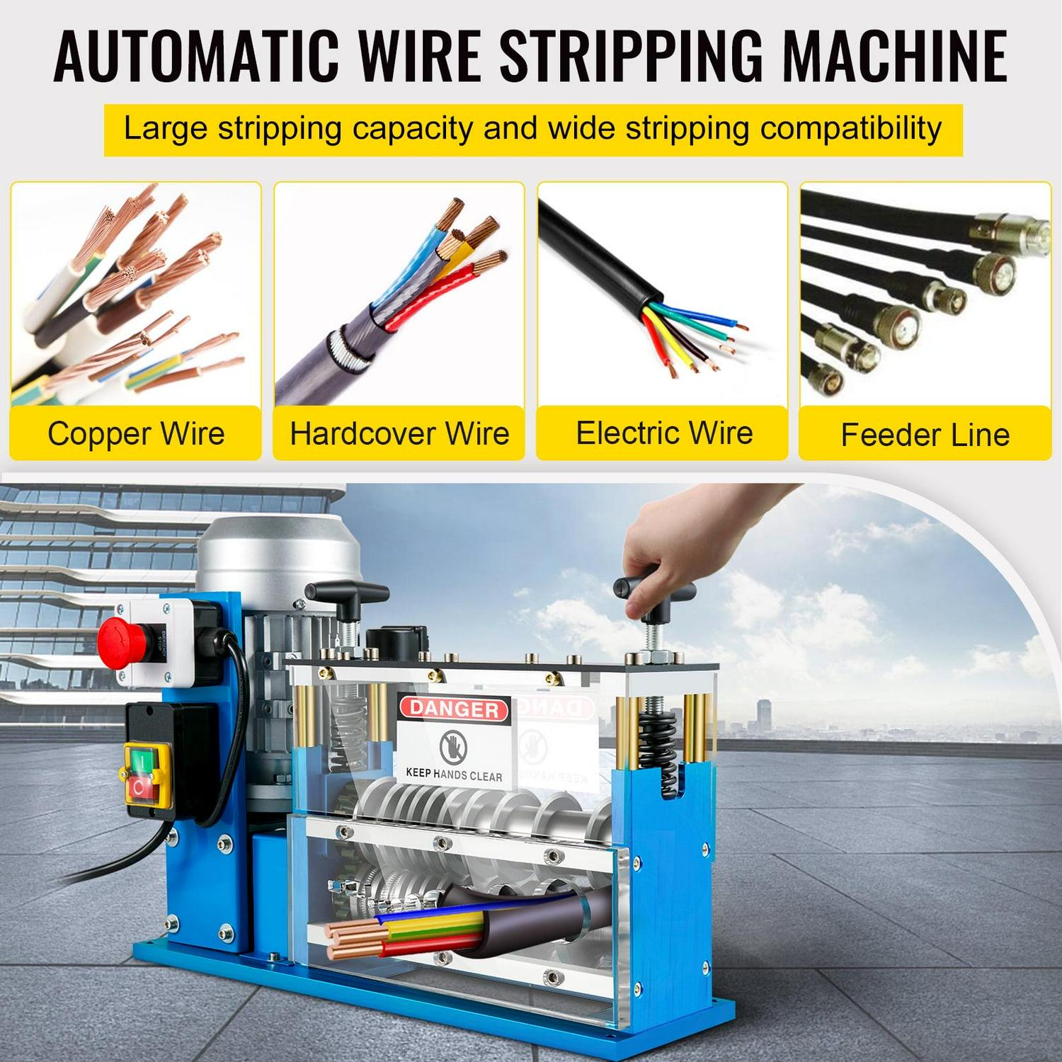 VEVOR Cable Wire Stripping Machine 0.06 inch -1.5 inch,Portable Powered Wire Stripper Machine 11 Channels 10 Blades,Automatic Wire Stripping Tool 75ft/minute,for Recycling Copper Wire - Image 2