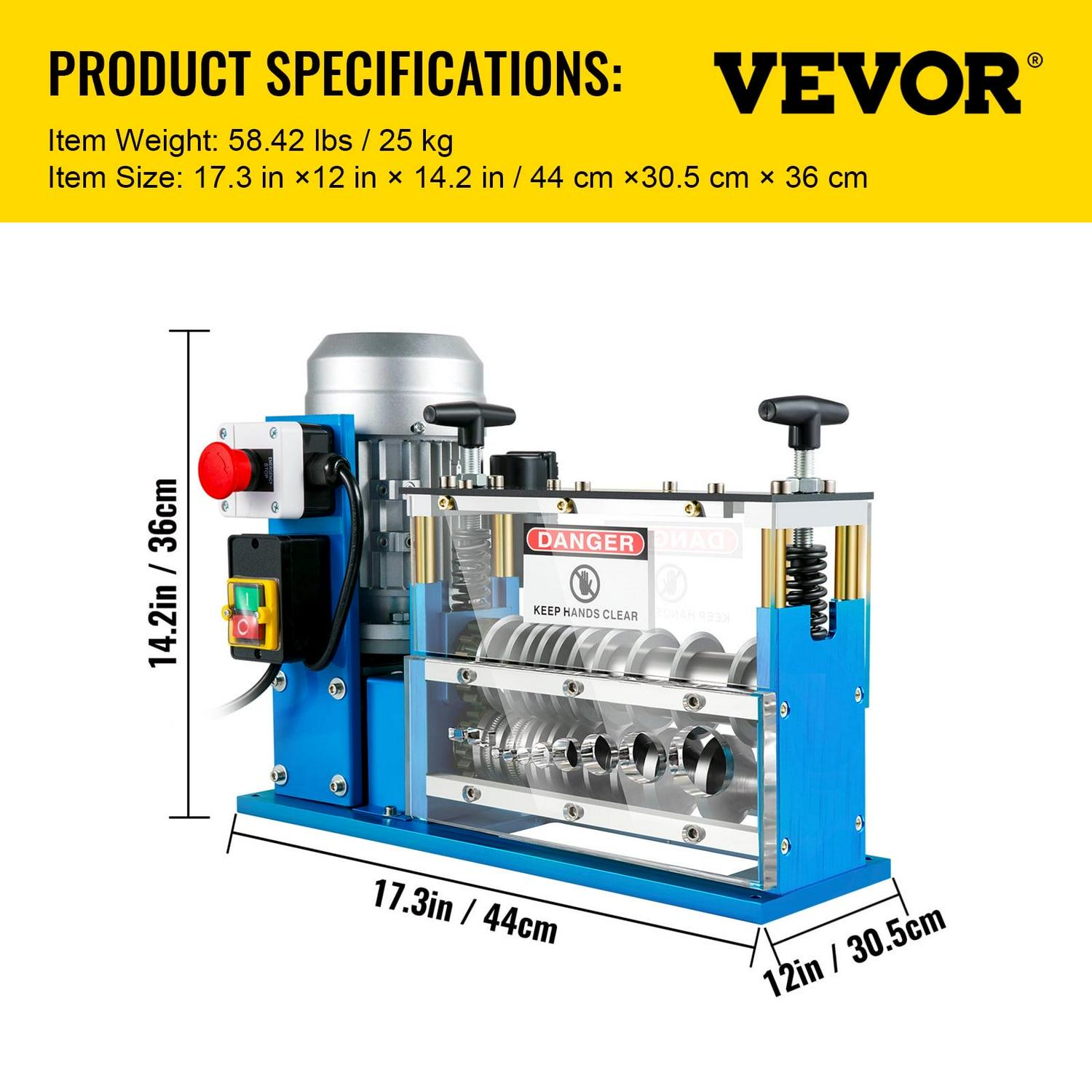 VEVOR Cable Wire Stripping Machine 0.06 inch -1.5 inch,Portable Powered Wire Stripper Machine 11 Channels 10 Blades,Automatic Wire Stripping Tool 75ft/minute,for Recycling Copper Wire - Image 7