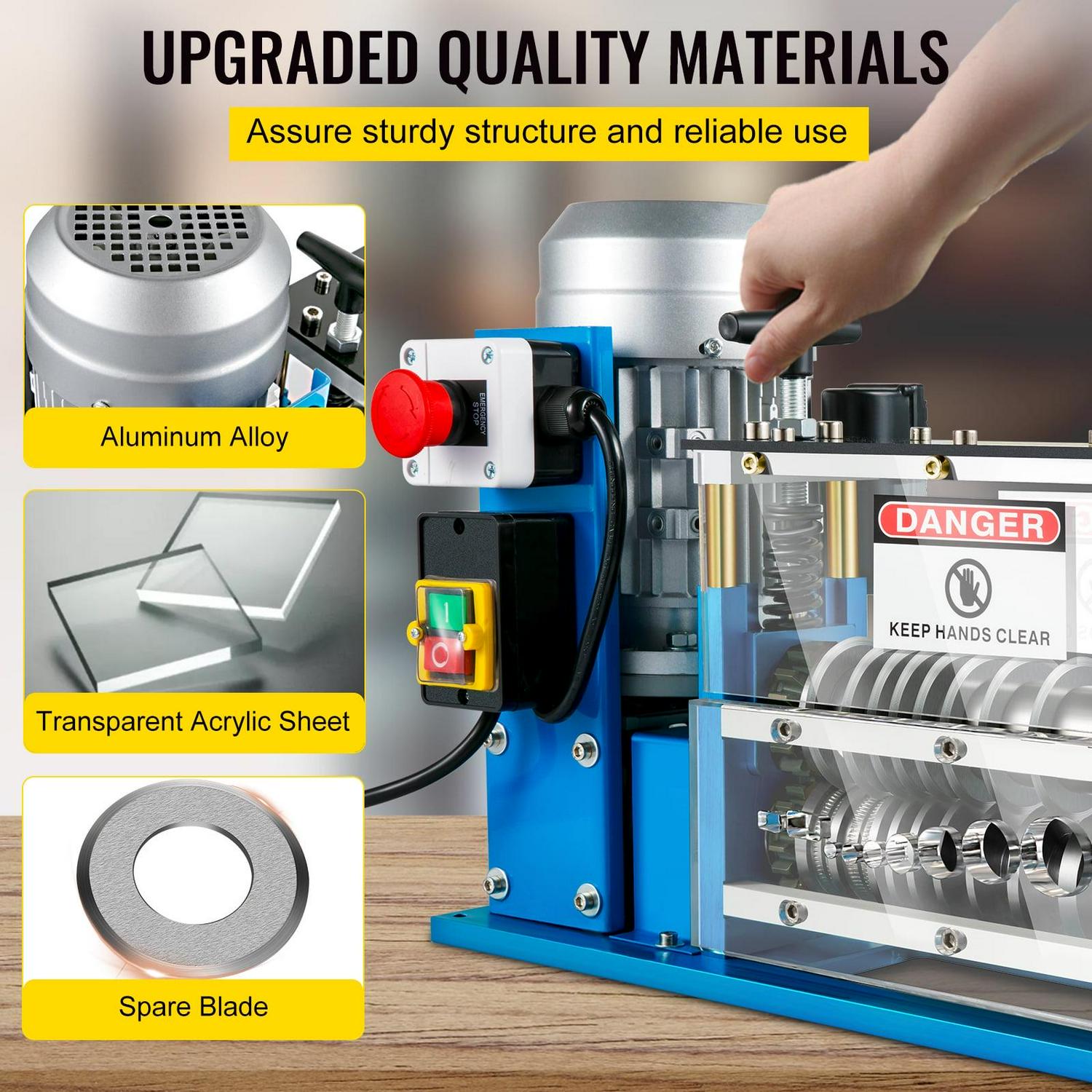 VEVOR Cable Wire Stripping Machine 0.06 inch -1.5 inch,Portable Powered Wire Stripper Machine 11 Channels 10 Blades,Automatic Wire Stripping Tool 75ft/minute,for Recycling Copper Wire - Image 4