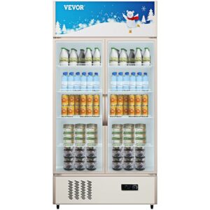 VEVOR Commercial Merchandiser Refrigerators 20.3 cu ft 2-Glass Doors, Gold