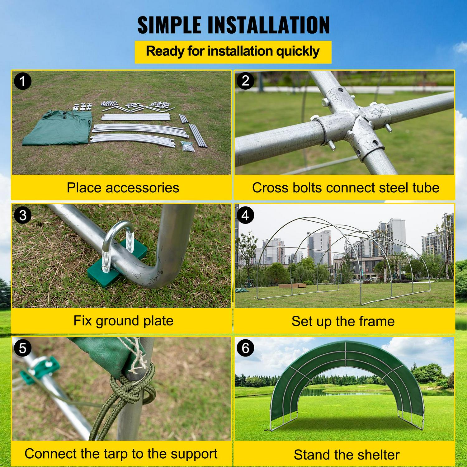 VEVOR Corral Shelter 10×10', Livestock Shade Animal Shelter, Steel Metal Waterproof Corral Panels for Horses and Other Livestock - Image 6