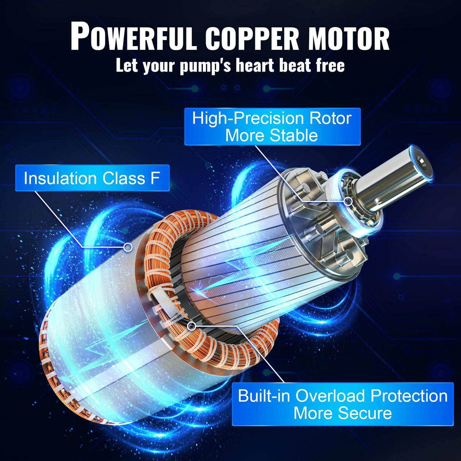 VEVORDeep Well Submersible Pump, 1.5HP 115V/60Hz, 37GPM 276ft Head, with 33 ft Cord & External Control Box, 4 inch Stainless Steel Water Pumps for Industrial, Irrigation and Home Use, IP68 Waterproof - Image 5