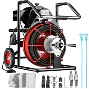 VEVOR Drain Cleaner Machine 75 ft x 3/8 in, 370W Drain Cleaning Machine ,1750RPM Drain Auger Sewer Snake Drill fit 1 inch