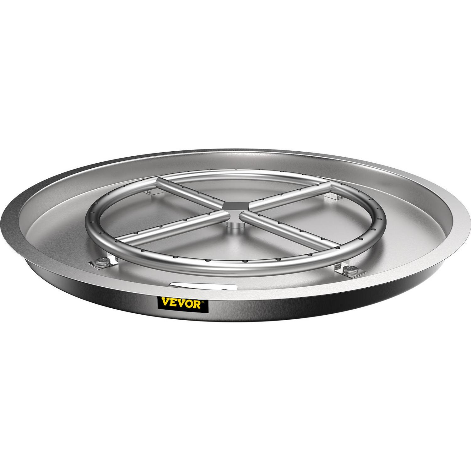 VEVOR Drop in Fire Pit Pan, 19" x 19" Round Fire Pit Burner, Stainless Steel Gas Fire Pan, Fire Pit Burner Pan with 1 Pack Volcanic Rock Fire Pit Insert with 90K BTU for Keeping Warm - Image 9