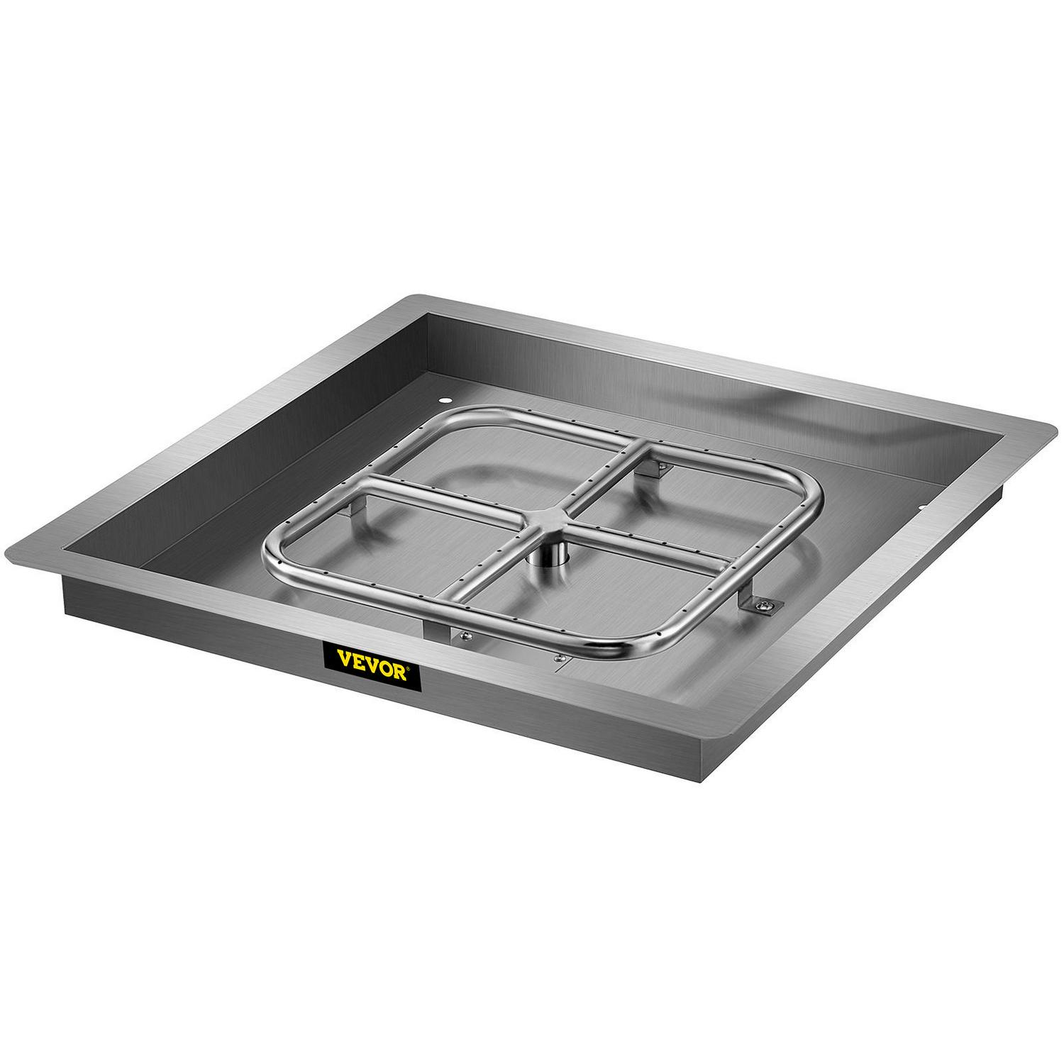 VEVOR Drop in Fire Pit Pan, 18" x 18" Square Fire Pit Burner, Stainless Steel Gas Fire Pan, Fire Pit Burner Pan with 1 Pack Volcanic Rock Fire Pit Insert with 90K BTU for Keeping Warm - Image 9