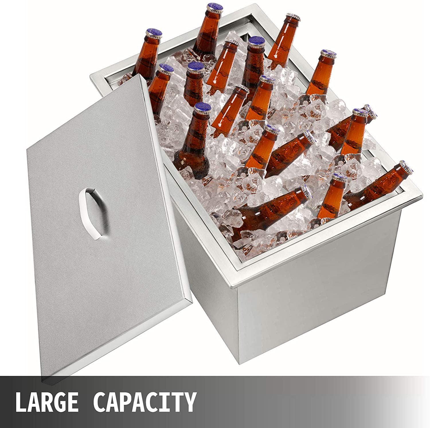 VEVOR Drop in Ice Chest 20"Lx14"Wx12"H with Cover 304 Stainless Steel Drop in Cooler Included Drain-pipe and Drain Plug Drop in Ice Bin for Cold Wine Beer - Image 6