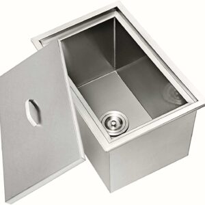 VEVOR Drop in Ice Chest 20"Lx14"Wx12"H with Cover 304 Stainless Steel Drop in Cooler Included Drain-pipe and Drain Plug Drop in Ice Bin for Cold Wine Beer