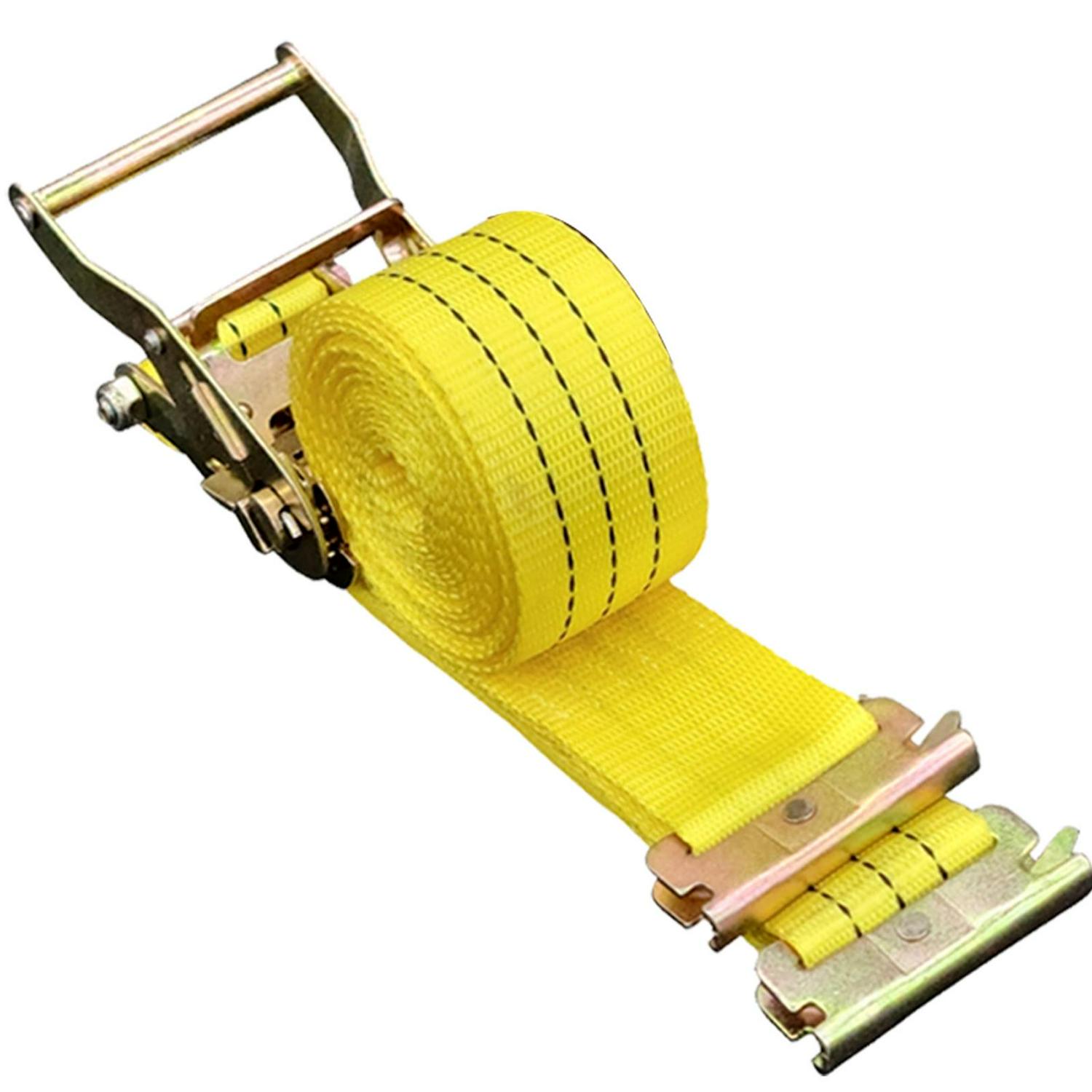 VEVOR E-Track Ratchet Strap, 8 Pack 2" x 15' E Track Straps 4400 lbs Breaking Strength, w/ Polyester Webbing & Spring Fitting & Ratchets, Durable Tie-Downs for Motorcycles, Tire, Trailer Loads - Image 9