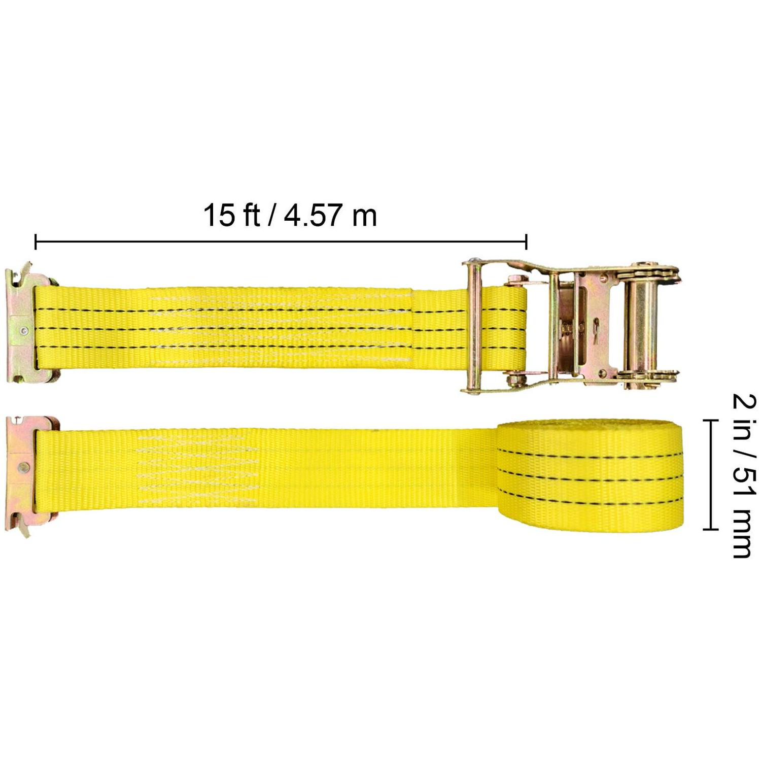 VEVOR E-Track Ratchet Strap, 8 Pack 2" x 15' E Track Straps 4400 lbs Breaking Strength, w/ Polyester Webbing & Spring Fitting & Ratchets, Durable Tie-Downs for Motorcycles, Tire, Trailer Loads - Image 8