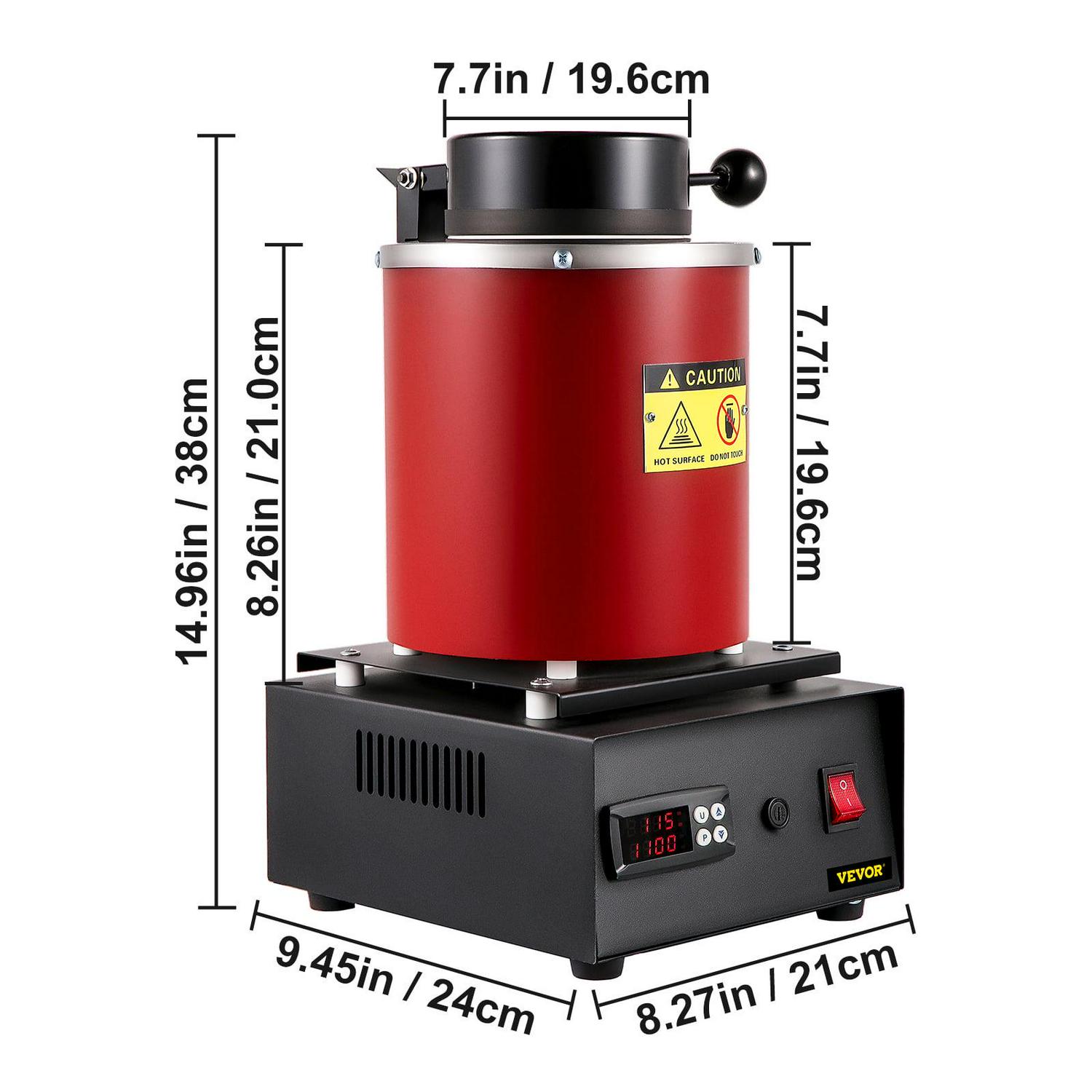VEVOR Electric Melting Furnace, 3kg Digital Electric Melting Furnace, 1750w 1150℃/2102 ℉ Gold Smelter Furnace W/ Graphite Crucible Casting Refining Jewelry Precious Metals Gold Silver Copper Aluminum - Image 8