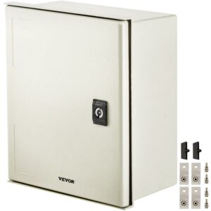 VEVOR Fiberglass Enclosure 11.8 x 9.8 x 5.5" Electrical Enclosure Box NEMA 3X Electronic Equipment Enclosure Box IP65 Weatherproof Wall-Mounted Electrical Enclosure With Hinges & Quarter-Turn Latches