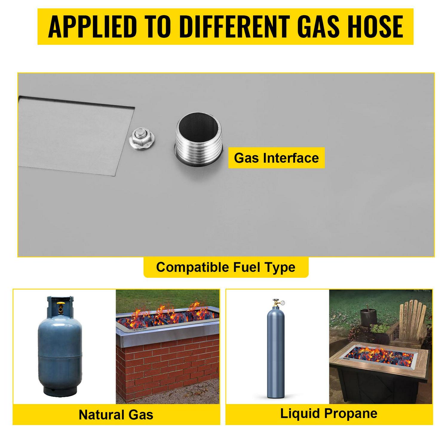 VEVOR Fire Pit Pan 20 x 8 inch, Stainless Steel Rectangular Fire Pit Pan and Burner, Built-in Fire Pit Pan with H-Burner, 70K BTU,Silver - Image 4