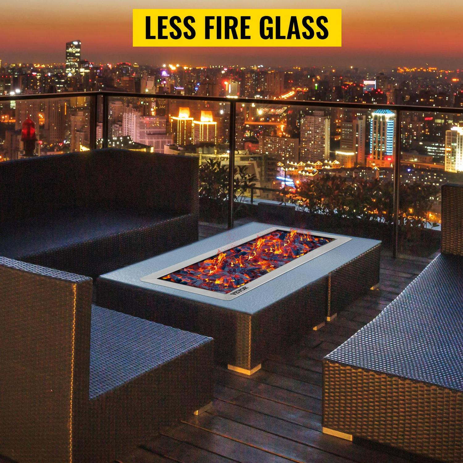 VEVOR Fire Pit Pan 20 x 8 inch, Stainless Steel Rectangular Fire Pit Pan and Burner, Built-in Fire Pit Pan with H-Burner, 70K BTU,Silver - Image 5