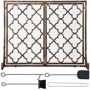 VEVOR 2-Panel Iron & Copper Double Door Fireplace Screen