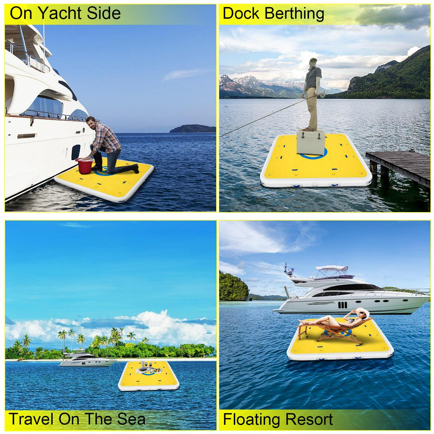 VEVOR Floating Dock 7'x7'x6' Inflatable Dock, 4-6 Person Inflatable Floating Platform w/ Electric Air Pump&Hand Pump - Image 8