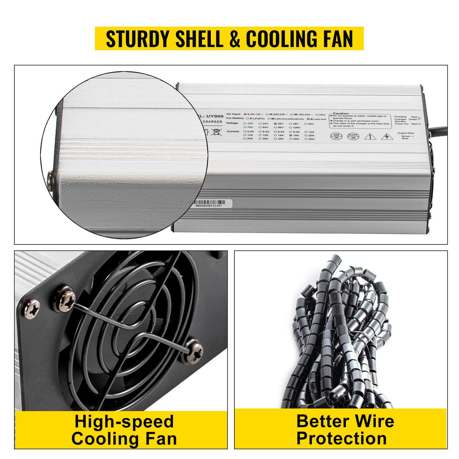 VEVOR Golf Cart Battery Charger 48V Club Car Charger 15A Golf Cart Electric Charger with RXV Plug / LED Club Car Battery Charger Aluminum Shell Power Wise Golf Cart Battery Charger for Ez Go Yamaha - Image 6