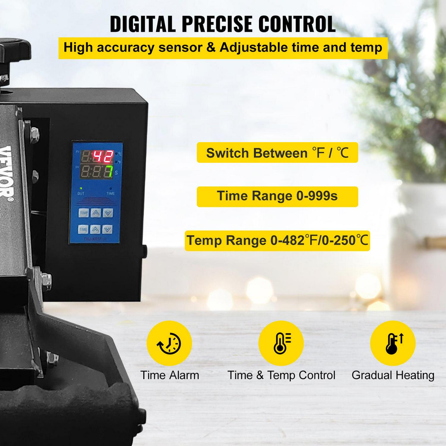 VEVOR Heat Press Machine, 16 x 20 in / 40 x 51 cm, Clamshell Sublimation Transfer Printer Teflon Coated, Digital Precise Heat Control, Silica-gel Sponge Powerpress for T-shirt Bag Pad Pillow - Image 4