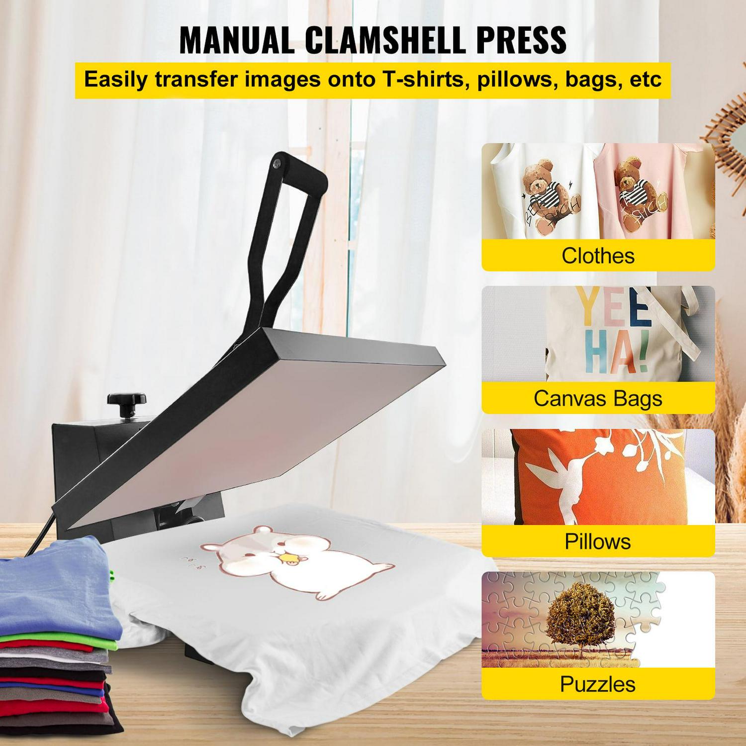 VEVOR Heat Press Machine, 16 x 20 in / 40 x 51 cm, Clamshell Sublimation Transfer Printer Teflon Coated, Digital Precise Heat Control, Silica-gel Sponge Powerpress for T-shirt Bag Pad Pillow - Image 2