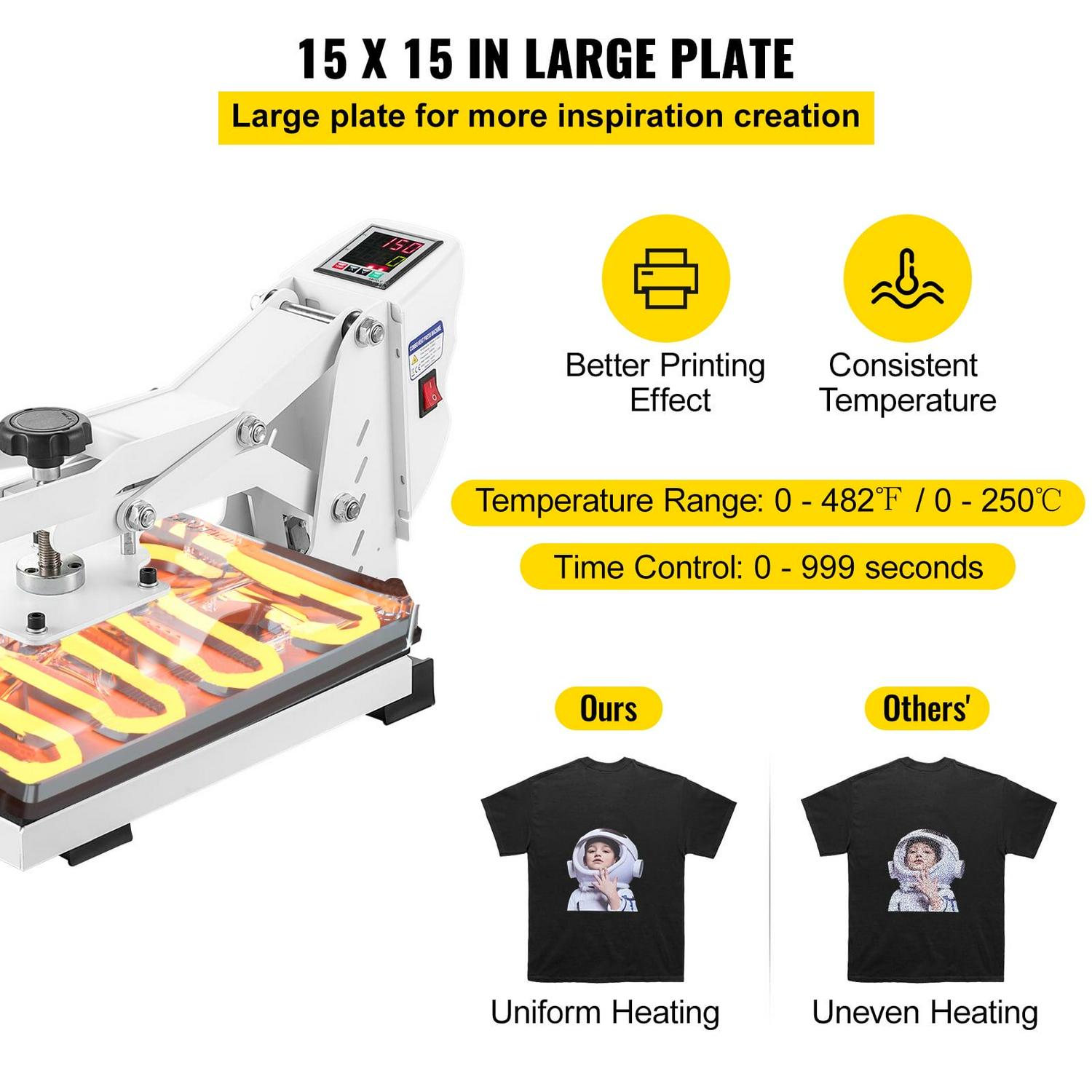 BENTISM Heat Press Machine, 15"x15" Swing Away T Shirt Pressing Machine Multifunction, High Pressure Heat Press Machine, Power Digital Industrial Sublimation Printer for Heat Transfer Viny - Image 3