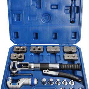 VEVOR Hydraulic Flaring Tool Kit with Tube Cutter Flare Tool Kit Deburrer Fuel Line 8PCS Swage Adapter Flaring Tool Kit for 3/16 to 7/8 Inch